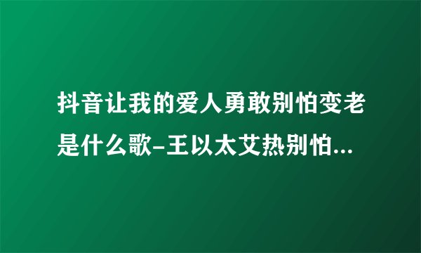 抖音让我的爱人勇敢别怕变老是什么歌-王以太艾热别怕变老歌词分享