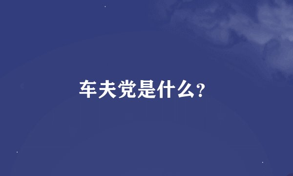 车夫党是什么？