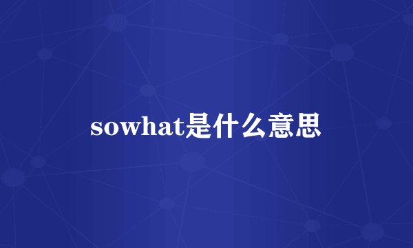 sowhat是什么意思
