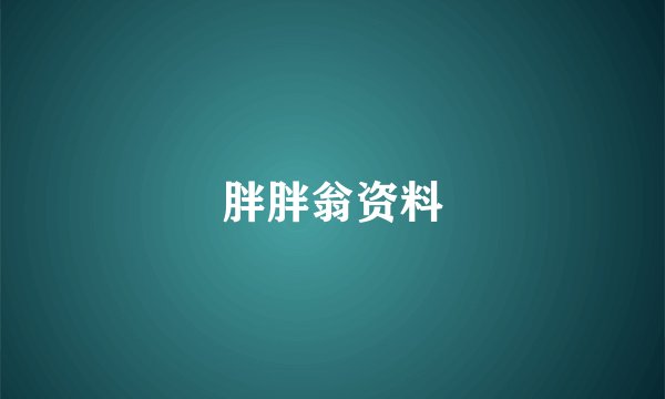 胖胖翁资料