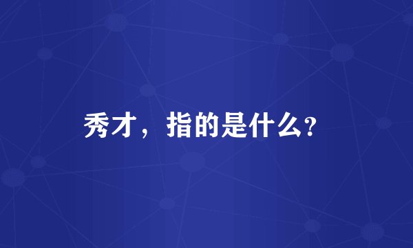 秀才，指的是什么？