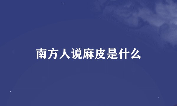 南方人说麻皮是什么