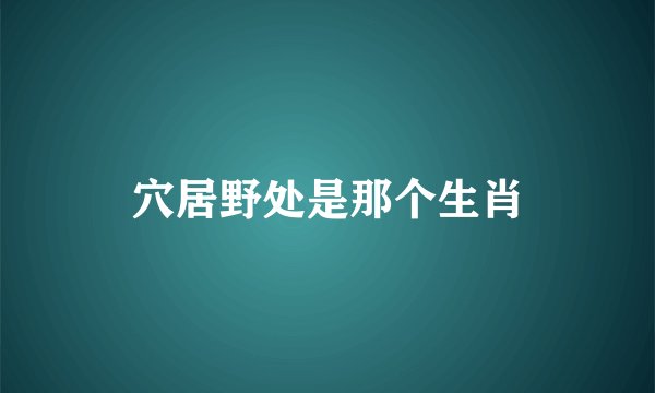 穴居野处是那个生肖