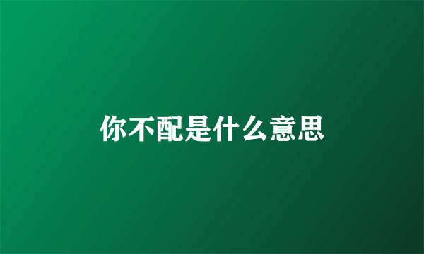 你不配是什么意思