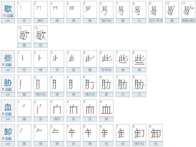 xie怎么写， xie怎么读。
