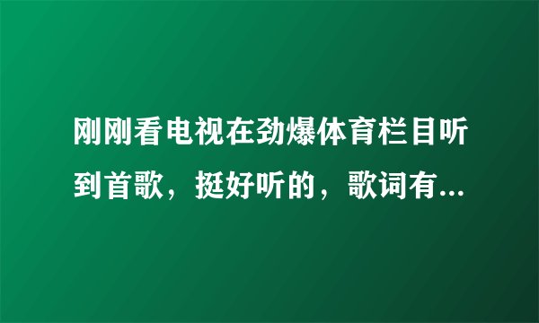 刚刚看电视在劲爆体育栏目听到首歌，挺好听的，歌词有tonight,we are young… 谁知