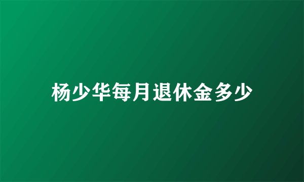 杨少华每月退休金多少