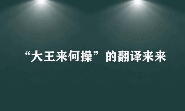 “大王来何操”的翻译来来