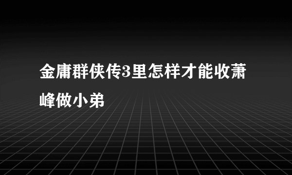 金庸群侠传3里怎样才能收萧峰做小弟