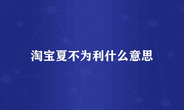 淘宝夏不为利什么意思