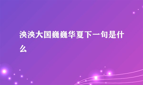泱泱大国巍巍华夏下一句是什么