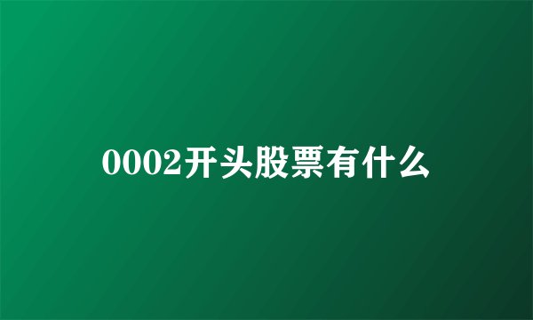 0002开头股票有什么