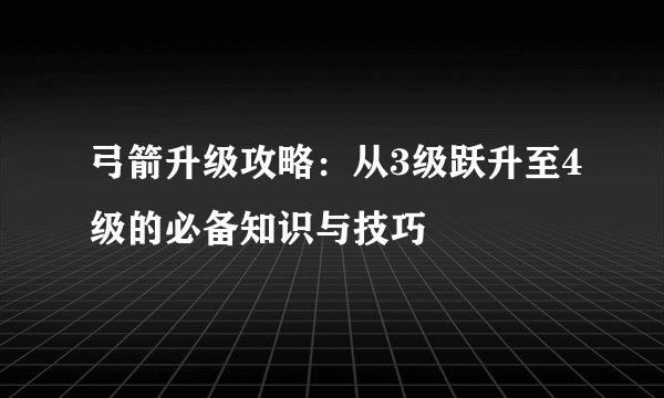 弓箭升级攻略：从3级跃升至4级的必备知识与技巧