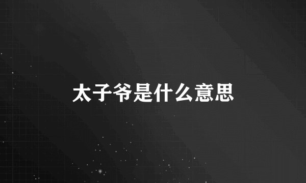 太子爷是什么意思