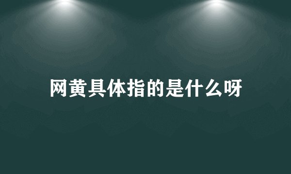 网黄具体指的是什么呀