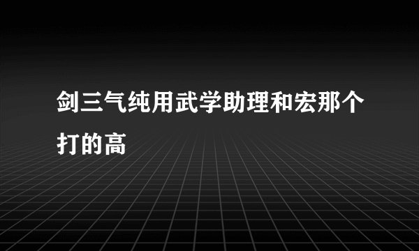 剑三气纯用武学助理和宏那个打的高