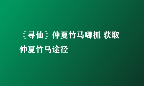 《寻仙》仲夏竹马哪抓 获取仲夏竹马途径
