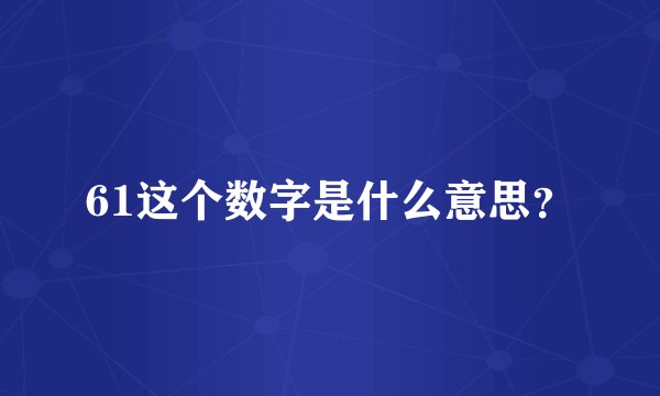 61这个数字是什么意思？