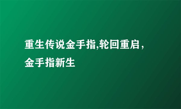 重生传说金手指,轮回重启，金手指新生