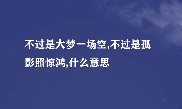 不过是大梦一场空,不过是孤影照惊鸿,什么意思