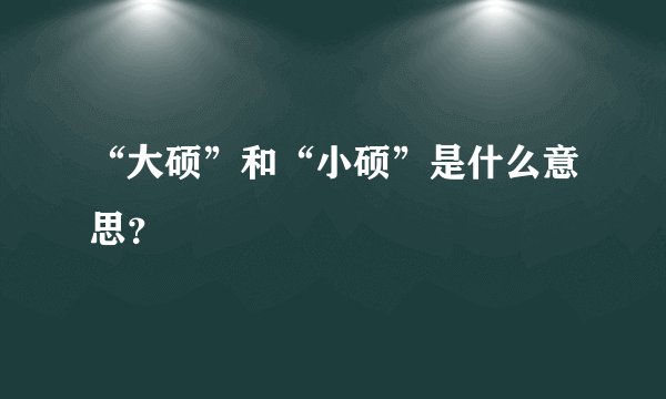 “大硕”和“小硕”是什么意思？