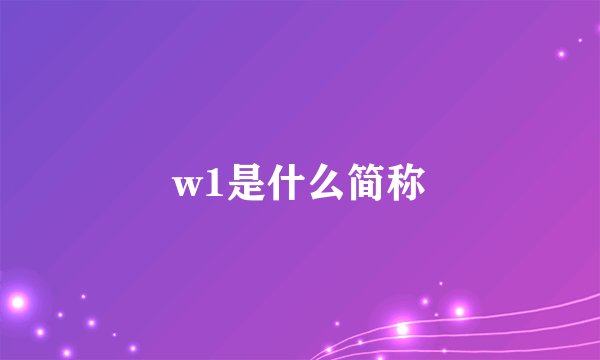 w1是什么简称