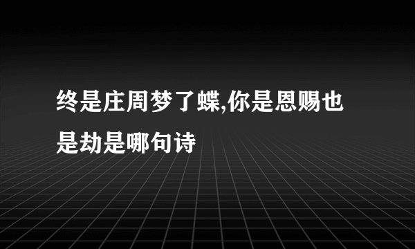 终是庄周梦了蝶,你是恩赐也是劫是哪句诗