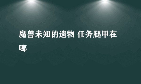 魔兽未知的遗物 任务腿甲在哪