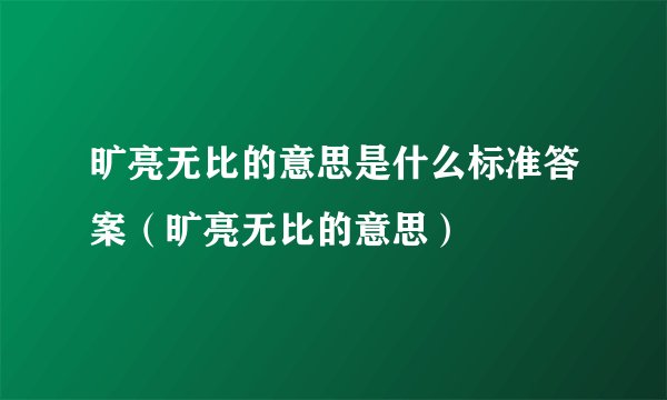 旷亮无比的意思是什么标准答案（旷亮无比的意思）