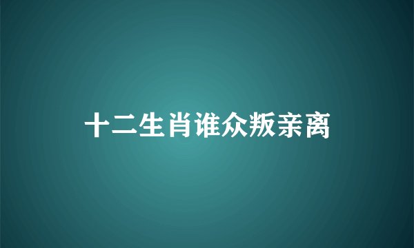 十二生肖谁众叛亲离