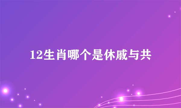 12生肖哪个是休戚与共