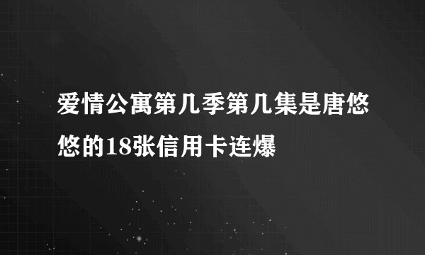 爱情公寓第几季第几集是唐悠悠的18张信用卡连爆