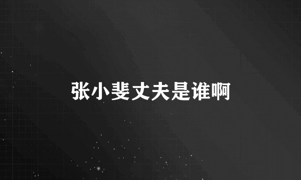 张小斐丈夫是谁啊