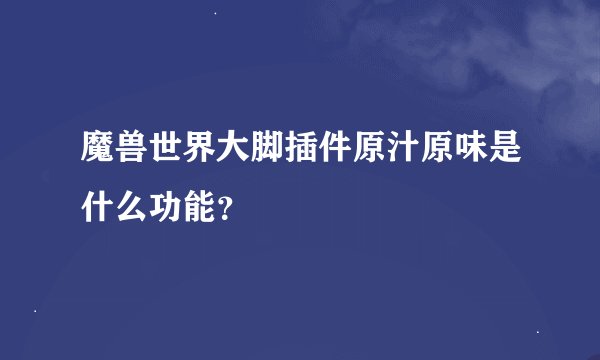 魔兽世界大脚插件原汁原味是什么功能？