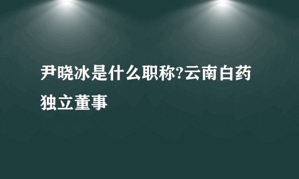尹晓冰是什么职称?云南白药独立董事