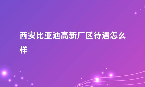 西安比亚迪高新厂区待遇怎么样