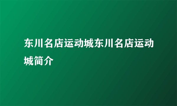 东川名店运动城东川名店运动城简介