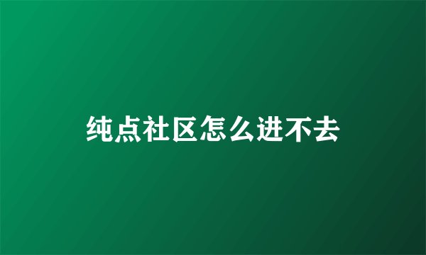 纯点社区怎么进不去