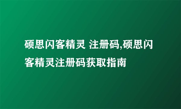 硕思闪客精灵 注册码,硕思闪客精灵注册码获取指南