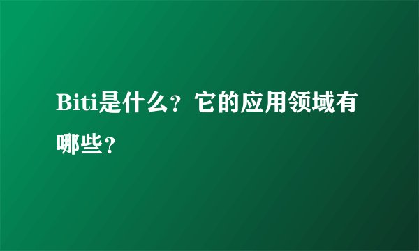 Biti是什么？它的应用领域有哪些？