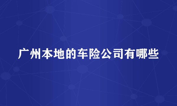 广州本地的车险公司有哪些