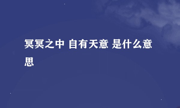 冥冥之中 自有天意 是什么意思