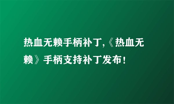 热血无赖手柄补丁,《热血无赖》手柄支持补丁发布！