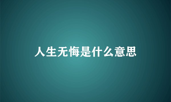 人生无悔是什么意思