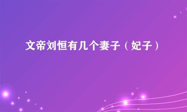 文帝刘恒有几个妻子（妃子）