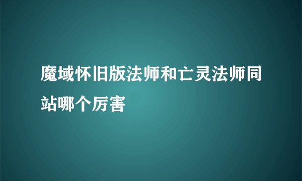 魔域怀旧版法师和亡灵法师同站哪个厉害