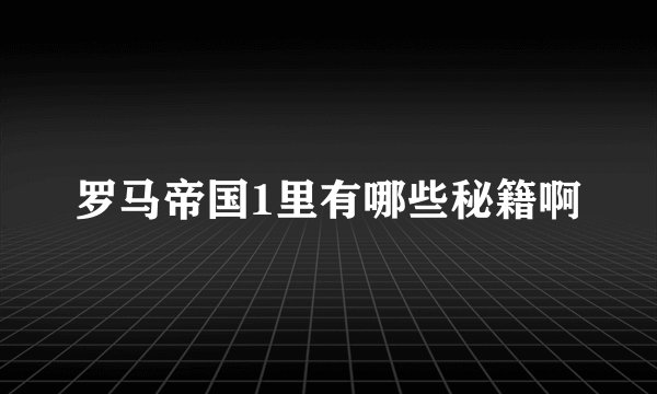 罗马帝国1里有哪些秘籍啊