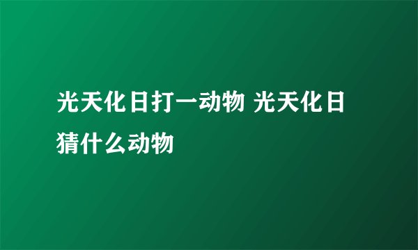 光天化日打一动物 光天化日猜什么动物