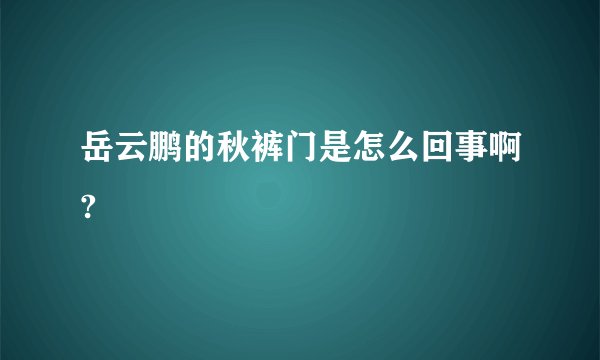 岳云鹏的秋裤门是怎么回事啊?