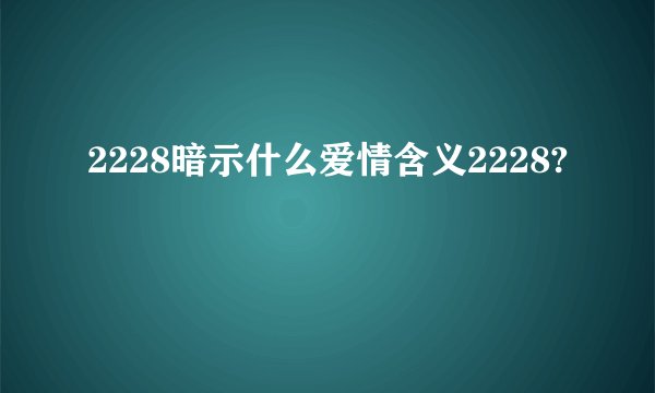 2228暗示什么爱情含义2228?